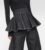 Black Gathered Denim Miniskirt