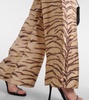 Printed high-rise silk wide-leg pants