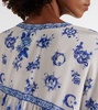 Printed tie-neck silk blouse