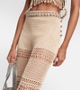 Embellished crochet cotton flared pants