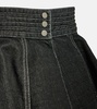 Black Gathered Denim Miniskirt