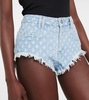 High-rise eyelet denim micro shorts