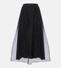 Pleated silk organza midi skirt