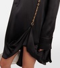 Chain-detail silk satin shirt dress