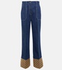 GG canvas-trimmed wide-leg jeans