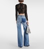 Distressed high-rise wide-leg jeans