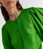 Puff-sleeve silk blouse