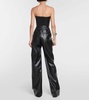 Strapless faux-leather jumpsuit