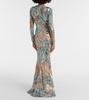 Embroidered silk-blend gown