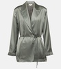 Self-tie satin blazer