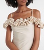 Floral-appliqué jersey gown