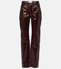 Ombré high-rise leather straight pants