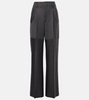 Paneled wool wide-leg pants