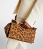 Twist Small leopard-print suede clutch