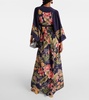 Floral silk crepe de chine maxi dress