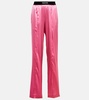 High-rise silk-blend satin pants