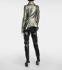 Metallic leather biker jacket