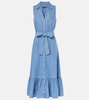 Edwina belted denim midi dress