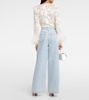 Embellished high-rise wide-leg jeans