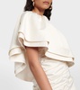 Mini White One-shoulder Dress With Large Ruffles In Ruched Polyester Woman