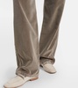 Mid-rise cotton velvet straight pants