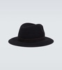 Leather-trimmed wool fedora