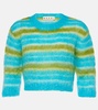 Striped cropped mohair-blend sweater 