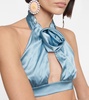 Ruched satin crop top