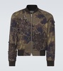 Sequined floral-appliqué bomber jacket