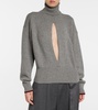 Cutout cashmere-blend knit sweater