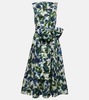 Floral bow-detail cotton midi dress