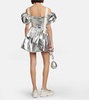 Puff-sleeve metallic minidress