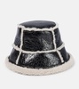 Shearling-trimmed leather bucket hat