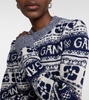 Ganni Jacquard Wool Sweater With Logo Pattern