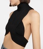 Ribbed-knit halterneck crop top