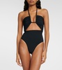 Halterneck cutout swimsuit