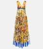 Portofino printed silk chiffon gown