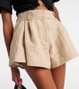 Fringed high-rise cotton-blend shorts