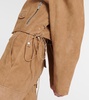 Cropped suede biker jacket