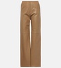 High-rise leather straight pants