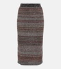 Striped sequined knitted pencil skirt