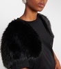 Faux fur-trimmed cotton jersey top