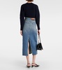 High-rise denim midi skirt