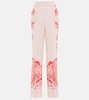 Floral high-rise silk palazzo pants