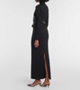 Leather-trimmed jersey maxi dress