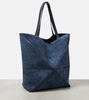 Puzzle Fold Large suede tote bag