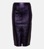 Carmen metallic leather midi skirt