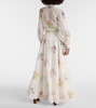 Natura floral linen and silk organza maxi skirt