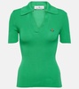 Marina ribbed-knit cotton polo shirt