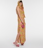 Floral-appliqué hooded maxi dress